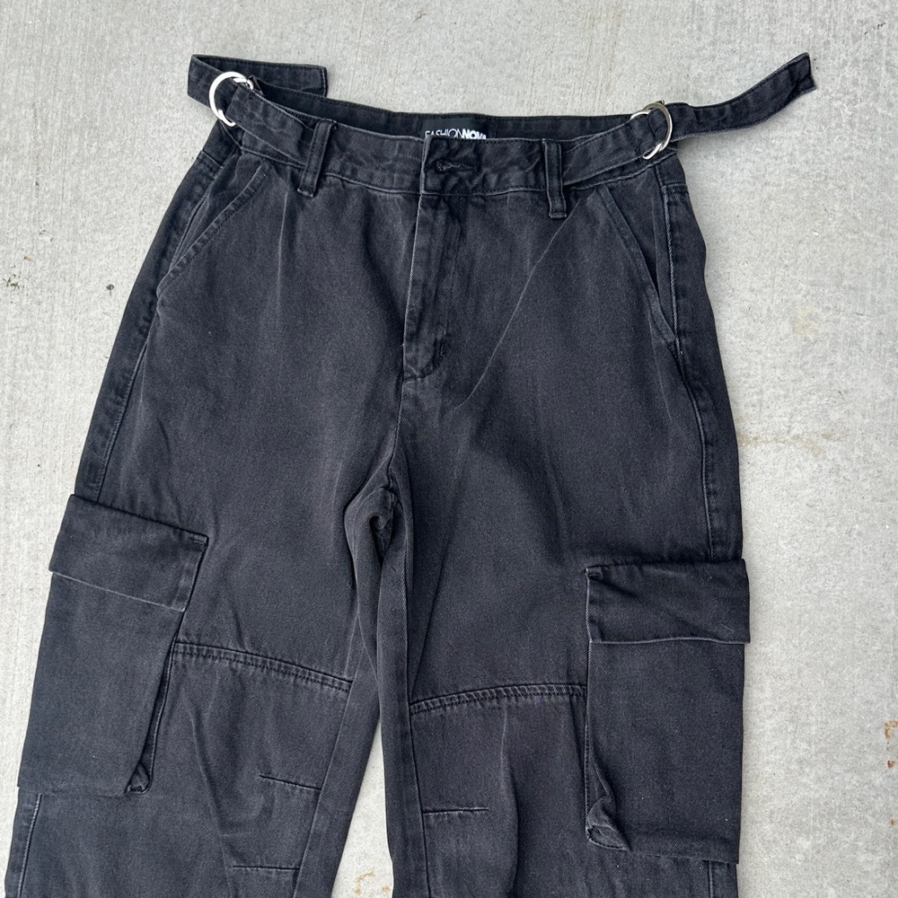 Black Ankle tie cargo jean
